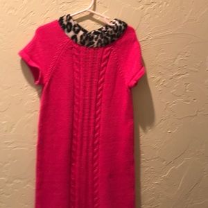 Gymboree hot pink leopard sweater dress sz 7